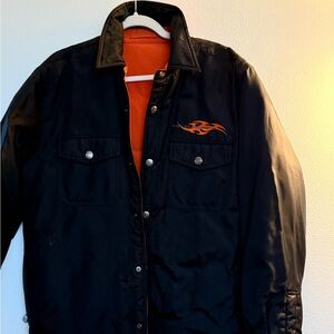 Harley-Davidson Black and Orange Shirt Jacket
